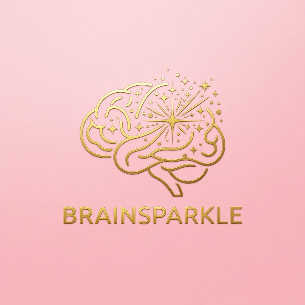 Brainsparkle logo: een lijngetekende hersen met een gouden sterrenexplosie